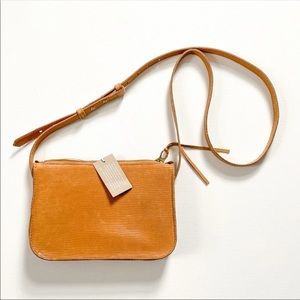 Madewell The Simple Lizard Embossed Leather Crossbody Bag Tan Brown